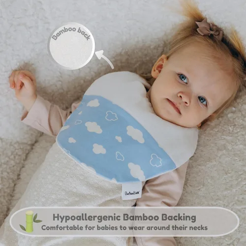 Vista 4 de Babero de gran tamaño para bebé, baberos impermeables extra grandes para niños de 6 a 24 meses, 100% algodón y bambú