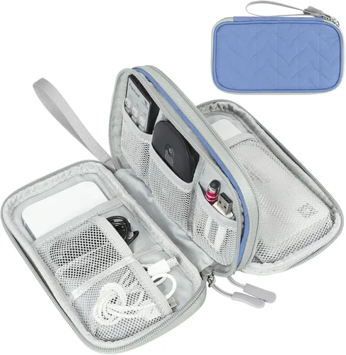 Vista 276 de FYY Organizador para accesorios electrónicos, para viajes, para cables, celular y cargadores, estuche portátil, impermeable, doble capa, bolsa