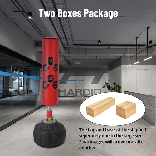 Vista 8 de Saco de boxeo con soporte, 70 pulgadas, rodamiento de 203 libras, bolsa de boxeo pesada independiente para jóvenes adultos, base estable grande
