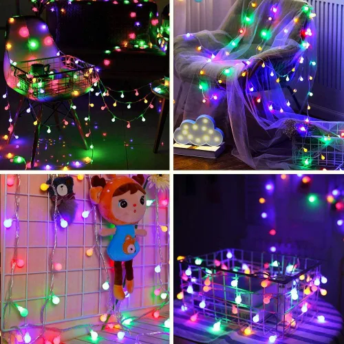 Vista 5 de FULLBELL Guirnalda de 20 luces LED con forma de globo, funciona con USB, luces decorativas para exteriores, interiores, patio, dormitorio, jardín