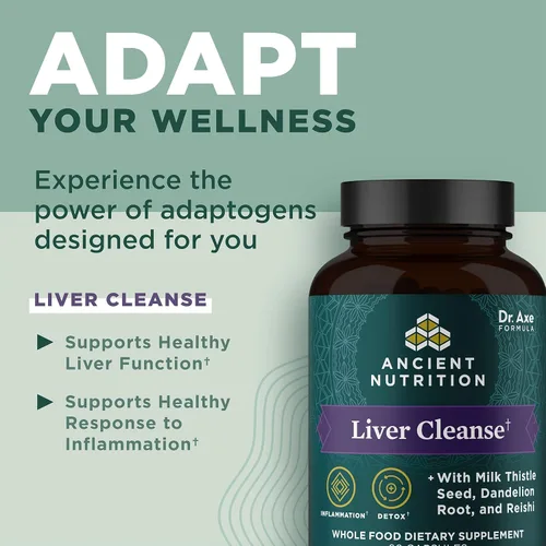 Vista 3 de Ancient Nutrition Suplemento de desintoxicación hepática, limpieza hepática de Ancient Herbals con cardo mariano, raíz de diente de león y reishi