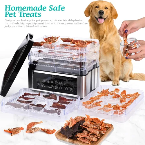 Vista 4 de Deshidratador de alimentos, deshidratador de un solo toque con control automático de temperatura, 5 bandejas sin BPA de 11.4 pulgadas para cecina