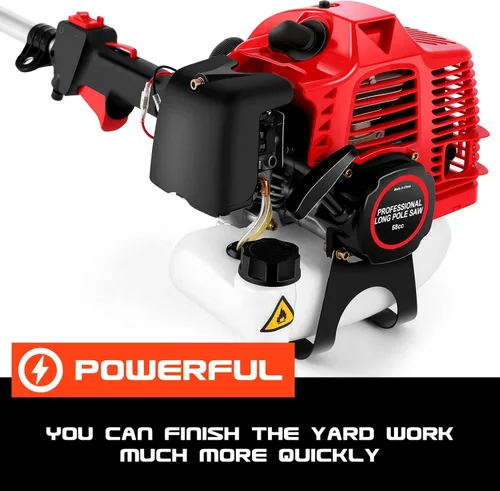 Vista 3 de COOCHEER Sierra de poste a gas de 2 ciclos de 58 CC con alcance extensible de 16 pies, sierras de poste de diseño mejorado para poda de árboles