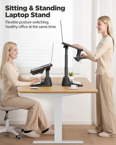 Vista 3 de SAIJI Soporte para computadora portátil para escritorio, elevador estable para laptop con alfombrilla de mouse plegable, soporte de computadora