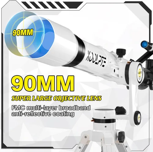 Vista 3 de Telescopio 3.543 in Apertura 35.433 in - Vertisteel AZ Mount Base, ajuste de alta precisión, aumento 45-450x, control remoto inalámbrico, adaptador