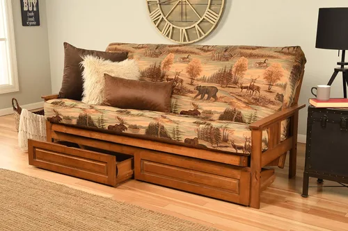 Vista 113 de MFD Futón Montana, Verde, Tela Madera, Colchón de ante de turba