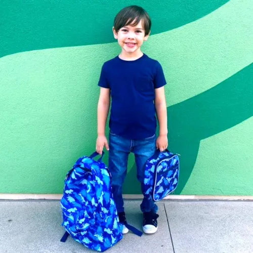 Vista 3 de Lonchera infantil de dinosaurio, para niñas, adolescentes, mujeres, bolsa de almuerzo aislada, compartimentos de lados suaves, espaciosos, sin BPA