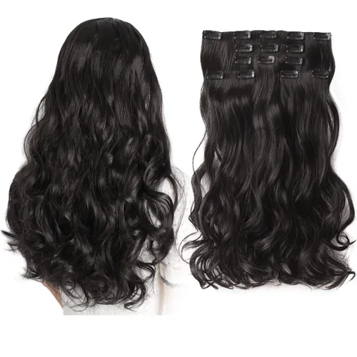 Vista 47 de HSPJHTM Extensiones de cabello castaño rojizo con clip, extensiones de cabello sintético de 22 pulgadas para Halloween, extensiones de cabello