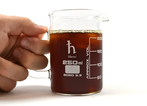 EISCO vaso de precipitado hecho a mano de alta calidad, vidrio grueso de borosilicato para té o café expreso, 8.4 onzas (250 mL), pequeño