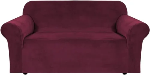 Vista 98 de H.VERSAILTEX Fundas de terciopelo elástico para sofá de dos plazas, fundas para sofá de 2 cojines para sala de estar, fundas deslizables con correas