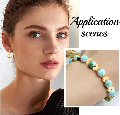 Vista 6 de Beebeecraft 1 caja de 50 cuentas sueltas de mariposa de metal para hacer collares, pulseras y joyas