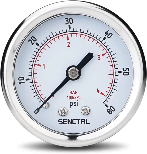 Vista 18 de SENCTRL Manómetro sin plomo de 100 psi, esfera de 2 pulgadas, montaje inferior 1/4 NPT, impermeable, caja de acero inoxidable, para tanque de agua