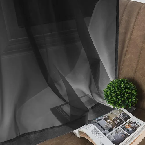 Vista 3 de Cortinas traslúcidas negras de 96 pulgadas de largo, juego de 2 paneles de cortinas traslúcidas con bolsillo para barra de cortina básicas