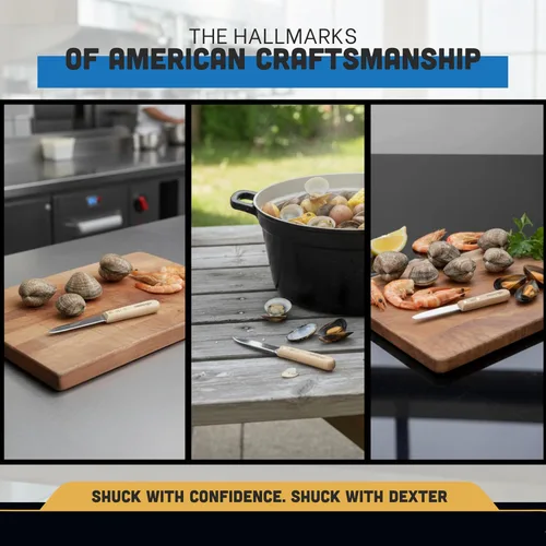 Vista 5 de Dexter-Russell - Cuchillo para chupar almejas de 3 pulgadas S17 Hoja de acero al carbono con mango de madera de haya remachada Fabricado