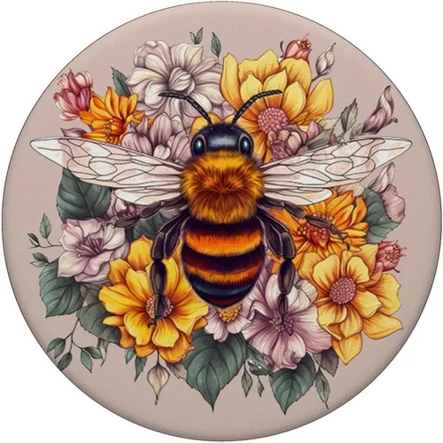 Vista 3 de Abeja de la flor Abeja miel abeja insecto abejorros amantes PopSockets estándar PopGrip