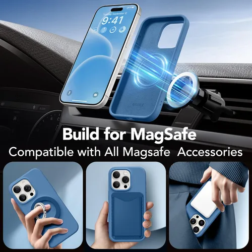 Vista 1881 de GONEZ Funda magnética para iPhone 14, compatible con Magsafe, con protector de pantalla + protector de cámara, forro de microfibra antiarañazos