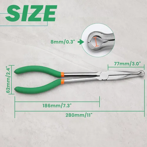 Vista 2 de Alicates de agarre de manguera de largo alcance de 11 pulgadas, alicates de extracción de bujías, alicates de extracción de botas de chispa