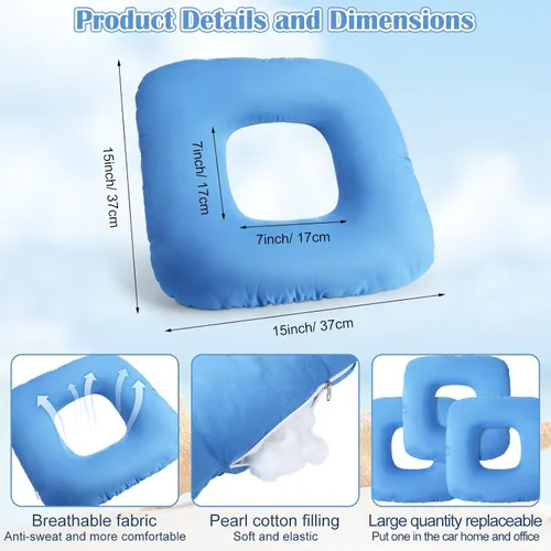 Vista 3 de Menkxi 3 Pack Donut Pillow Tailbone Pain Relief Seat Cushion Bed Sores Butt Donut Pillow Anti Decubitus Pad Breathable for Hemorrhoids After Surgery