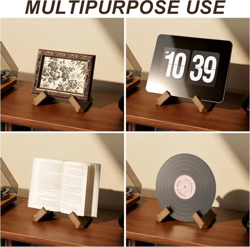 Vista 4 de Soporte para discos de vinilo Now Playing, soporte para discos de madera retro de primera calidad, soporte para discos de 1 segundo, soporte