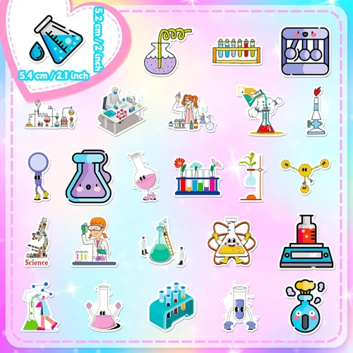 Vista 3 de 50 calcomanías divertidas de ciencia de laboratorio para adolescentes, estudiantes, profesores, experimentos científicos, calcomanías de vinilo