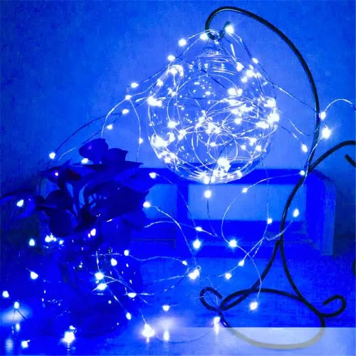 Vista 49 de Paquete de 2 guirnaldas de luces LED, funcionan con pilas, 5 m, 50 luces intermitentes, temporizador, impermeables, para habitaciones, bodas