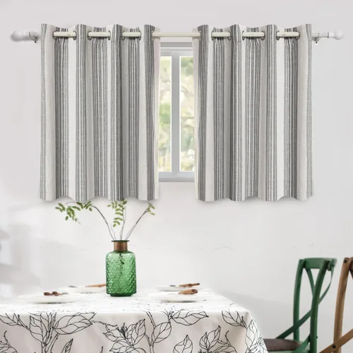 Vista 52 de DriftAway Chris Linen - Cortinas opacas con capa térmica y reductora de sonido, 63 pulgadas de largo para dormitorio, cortinas estampadas a rayas
