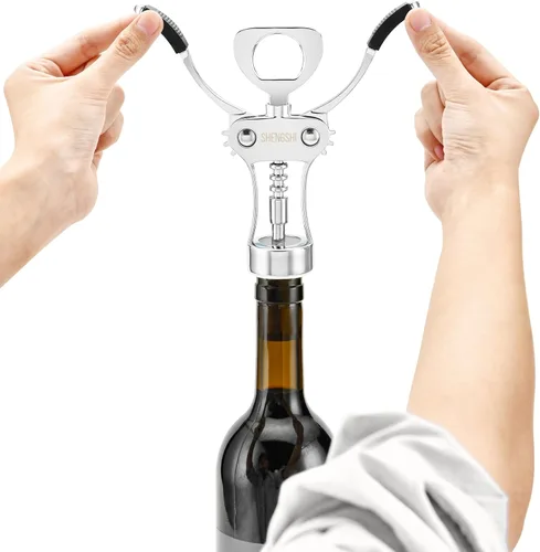 Vista 3 de shengshi Abridor de botellas de vino Sacacorchos de ala premium de aleación de zinc Abridor de botellas de vino con abrelatas