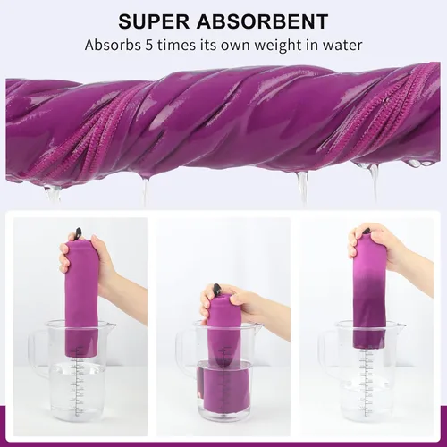 Vista 4 de Toalla de microfibra Rainleaf perfecta para viajes y gimnasio y camping. Secado rápido - Super absorbente - Ultra compacta - Liviana. Adecuada