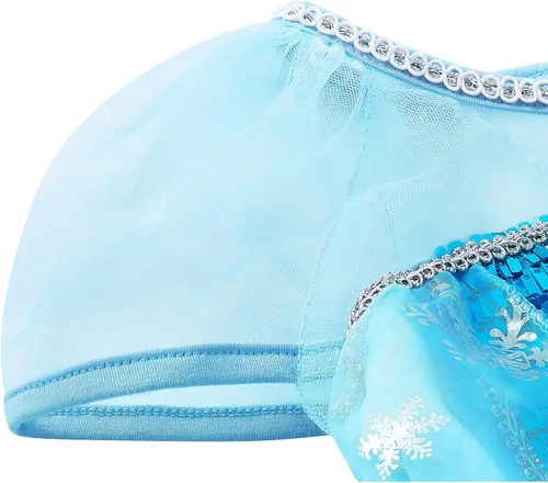 Vista 6 de Aoiviss Vestido de princesa Elsa para niñas, disfraz de Frozen para fiesta de cumpleaños de Halloween