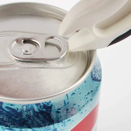 Vista 3 de Abrelatas de anillo fácil de abrir, ergonómico para latas, ayudante en forma de J, abrelatas, gancho para tirar, abridor de frascos, manual