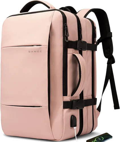 Vista 9 de Mochila de viaje de 35 litros, mochila de mano aprobada para vuelos para bolsa de viaje internacional, resistente al agua, duradera, mochilas