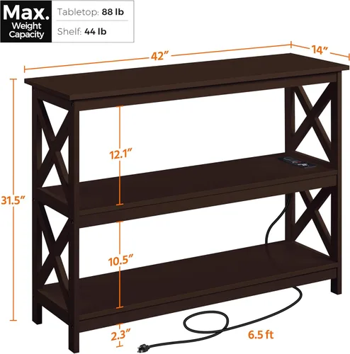 Vista 56 de Yaheetech Soportes de televisión y centros de entretenimiento con estante de almacenamiento de 3 niveles para sala de estar, gris