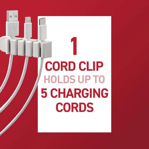 Vista 3 de Command 5-Cord Clip Organizer, 4 Clips and 8 Medium Strips, White, 1 Clip Holds up to 5 Charding Cords, Great for Damage-Free Electronics