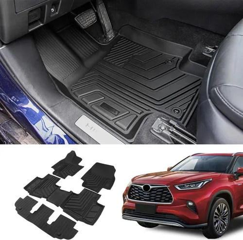 Bomely - Alfombrillas compatibles con Toyota Highlander 2020-2026, juego de 3 filas, forro TPE para todo tipo de clima, para Highlander de 7