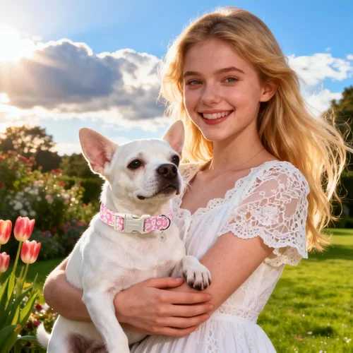 Vista 210 de DOGWONG Collar de algodón y cáñamo para perros, collar rosado resistente ajustable de tela natural suave para mascotas, lindo collar de boda