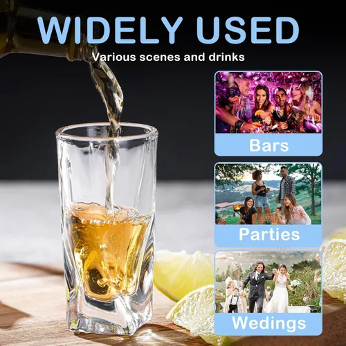 Vista 5 de Juego de 28 vasos de chupito a granel con base pesada, vasos de whisky de 1.3 onzas, vasos de bebidas espirituosas, juego de vasos de tequila, vasos