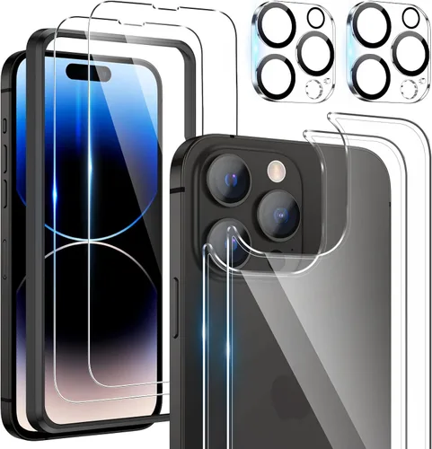 Vista 12 de Maxdara [6 en 1] Protector de Pantalla para iPhone 14 Pro (6.1 pulgadas), Paquete de 2 Protectores de Pantalla Trasera para iPhone 14 Pro