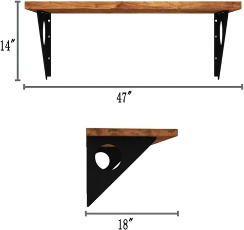 Vista 18 de Mesa rústica industrial para montar en la pared, escritorio de mesa de comedor, mesas de bar de madera de pino para montar en la pared