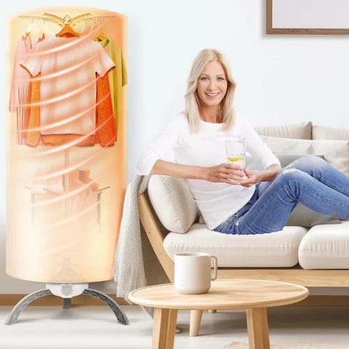 Vista 7 de Secadora de ropa portátil de 900 W – Minisecadora compacta para apartamentos pequeños, secadora de ropa eléctrica de secado rápido con gran