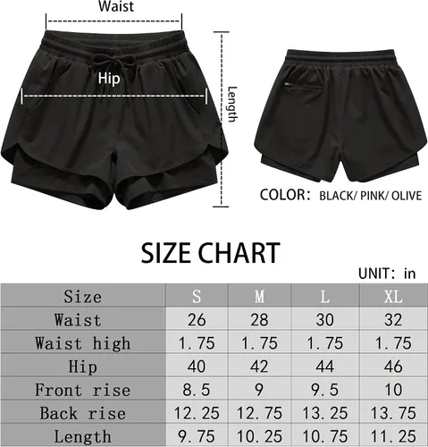 Vista 7 de BENLENGS - Pantalones cortos de yoga para mujer, 2 en 1, con cordón y bolsillo con cremallera