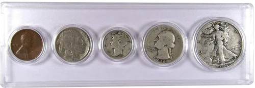 Vista 18 de Juego de 5 monedas coleccionables de 1934 en buen o mejor estado para regalo