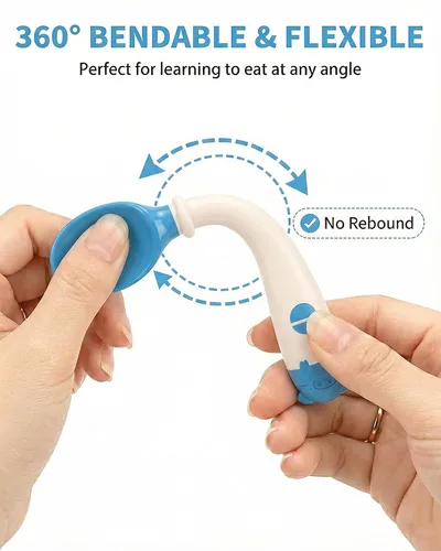 Vista 3 de Deejoy Utensilios para niños pequeños, juego de cubiertos para autoalimentación con estuche de viaje, cucharas y tenedores para bebés con mango