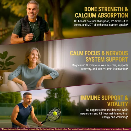 Vista 6 de Vitamina D3 líquida con K2 y glicinato de magnesio Gotas de vitamina D de 10.000 UI Vitamina K2 200mcg Mk7 Suplemento de vitamina D3 + K2