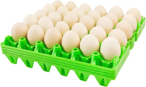 Vista 8 de Paquete de 4 bandejas de huevos de plástico para huevos de 30 huevos para granjeros caseros, cajas apilables para huevos con capacidad