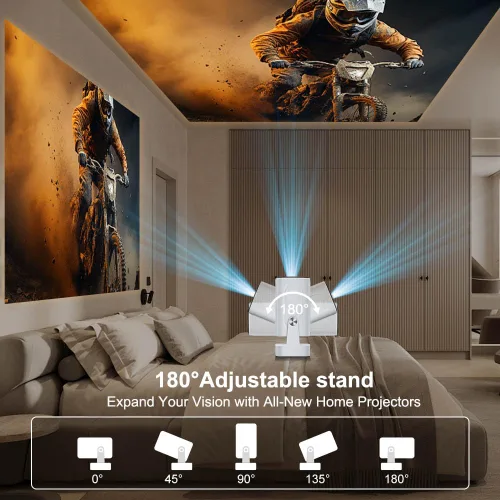 Vista 8 de [Enfoque automático] Mini proyector nativo de 1080P con WiFi y Bluetooth 5.4, proyector inteligente 4K, aplicaciones integradas, Keystone