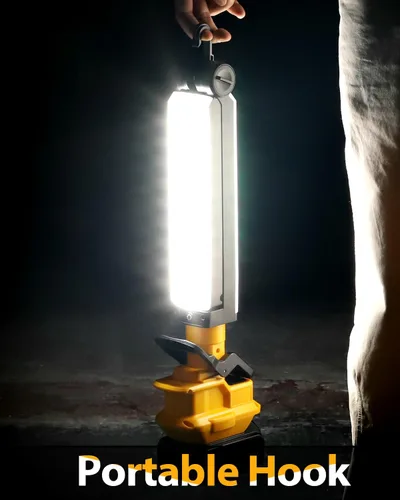 Vista 5 de Luz de 20 V para batería de iones de litio Dewalt de 20 V, linterna de 30 W 2400 lúmenes con ganchos y clips de montaje integrados, luz de trabajo