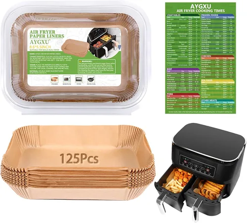 (125 piezas) revestimientos para freidora de aire, desechables para accesorios de freidora de aire doble Ninja, revestimientos de papel pergamino