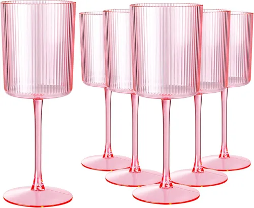 Vista 14 de Ciaell Paquete de 24 copas de champán de plástico – Copas de champán desechables acanaladas de 6 onzas – Copas de mimosa vintage transparentes