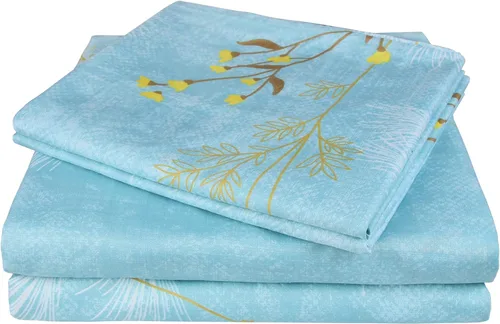 Vista 10 de JSD Juego de sábanas florales azul marino, tamaño individual, sábanas de microfibra impresas de 3 piezas, bolsillo extra profundo, sin arrugas