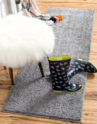 Vista 34 de Unique Loom Studio Solid Shag Collection Urban Modern - Alfombra de área supersuave y de felpa, 2 x 6 pies 7 pulgadas, rojo